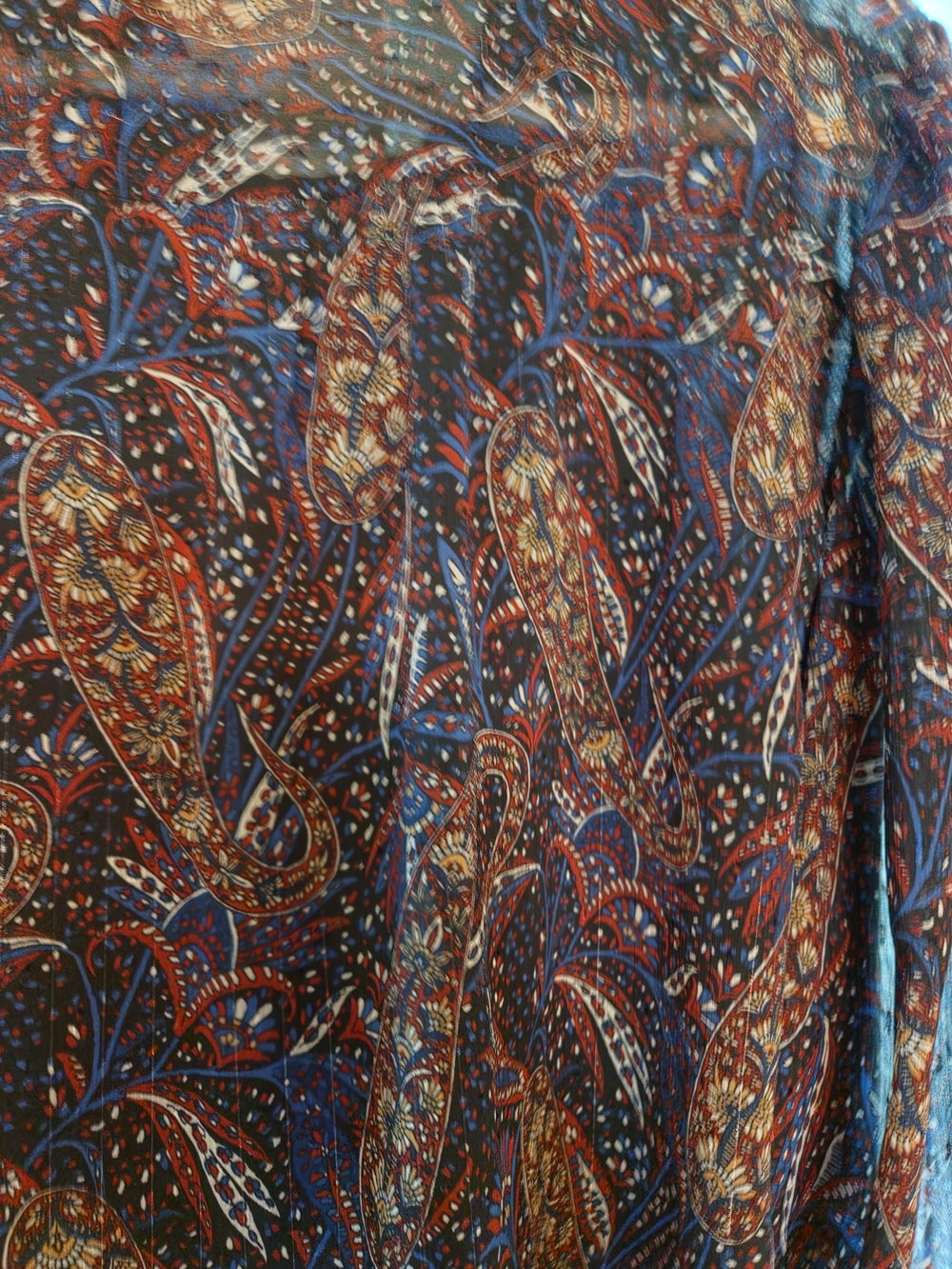 Ann Taylor Navy Paisley Button-Front Blouse - Picture 9 of 11